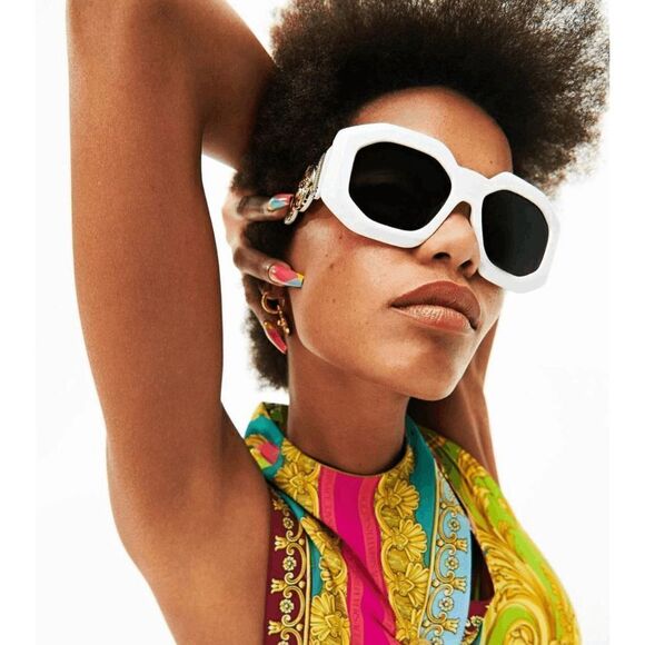 NEW Versace VE4424U 314/87 MAXI MEDUSA BIGGIE White Gray Square Women Sunglasses